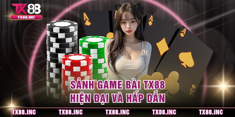 Sảnh game bài TX88 hiện đại và hấp dẫn.